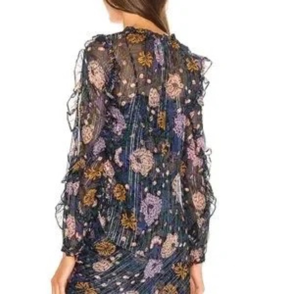 Veronica Beard Abra Floral Sheer Blouse.Size 4 - Picture 5 of 6